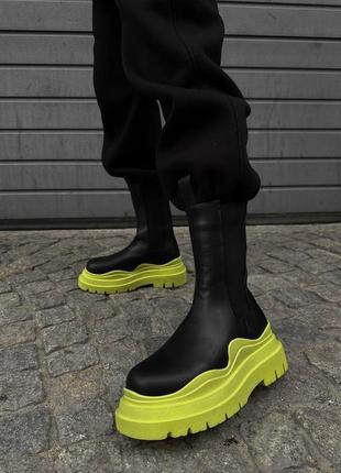 Челсі демісезонні botteg veneta light green черевики натуральна шкіра салатова підошва