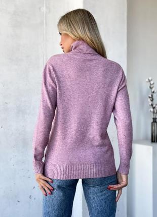 Сиреневый кашемировый свитер с высоким горлом3 фото