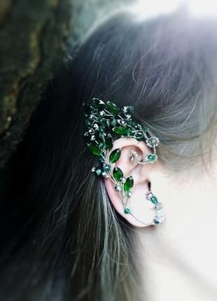 Дивнолесье вуха кафи ельф фентезі косплей зелений смарагдовий ельфійський стиль накладні вушка5 фото