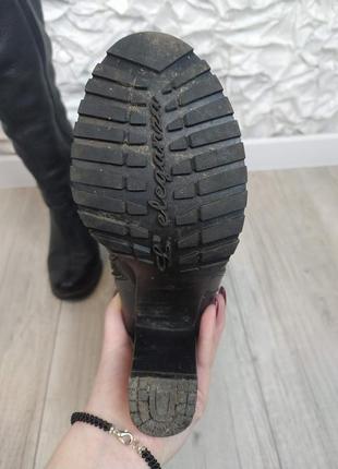 Жіночі зимові чоботи valure високі чорні натуральна шкіра товстий каблук розмір 384 фото