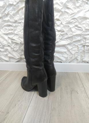 Жіночі зимові чоботи valure високі чорні натуральна шкіра товстий каблук розмір 383 фото