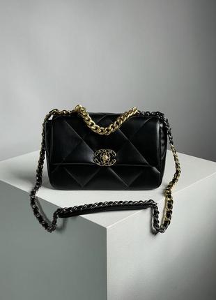 Chanel 19 large handbag black/gold сумочка