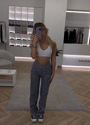 Брюки з еко шкіри сірі шкіряні штани українського бренду el.milas