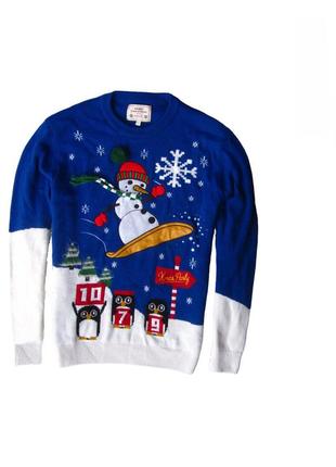 Вязаная кофта свитер джемпер снеговик новогодний новый год рождественский christmas next2 фото