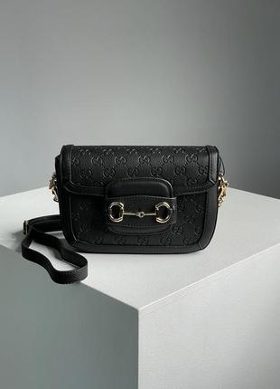 Gucci horsebit 1955 mini bag total black сумочка