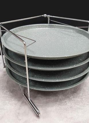 Набір дек для піци 4 шт. з антипригарним покриттям на підставці a-plus 1150