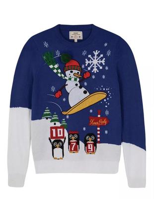 Вязаная кофта свитер джемпер снеговик новогодний новый год рождественский christmas next
