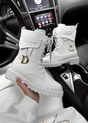 🔥 ботинки демисезонные натуральная кожа белые dior boots white4 фото