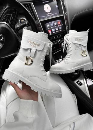 🔥 ботинки демисезонные натуральная кожа белые dior boots white3 фото