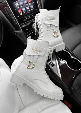 🔥 ботинки демисезонные натуральная кожа белые dior boots white