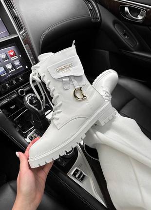 🔥 ботинки демисезонные натуральная кожа белые dior boots white8 фото