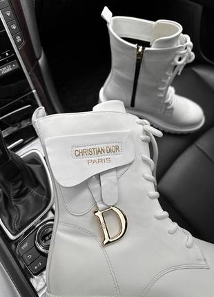 🔥 ботинки демисезонные натуральная кожа белые dior boots white7 фото