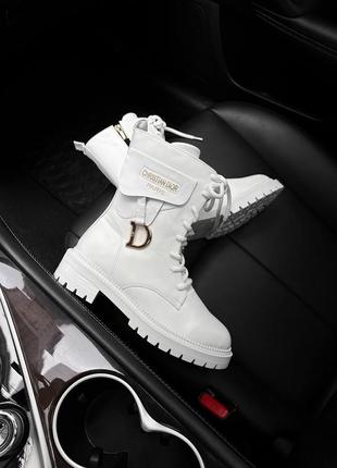 🔥 ботинки демисезонные натуральная кожа белые dior boots white2 фото