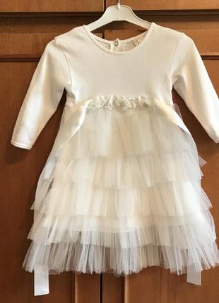Нарядное молочное красивое платье для девочки3 фото