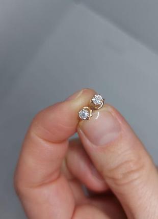Сережки золото з діамантом,  пусети гвіздочки 585, серьги с бриллиантами7 фото