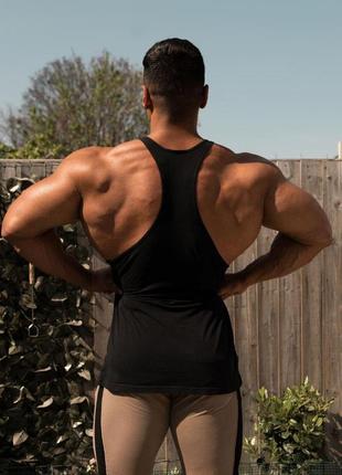 Майка мужская спортивная с узкими бретелями "beast mode" черная