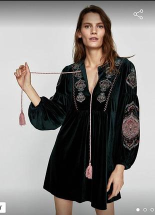 Zara, вишите, плаття, оксамит, велюрове