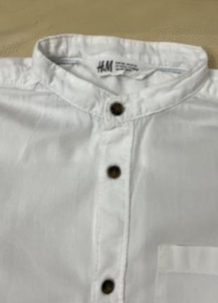 Рубашка белая воротник стойка 10-11 лет рост 146 на мальчика, рукав можно 3/4 праздничная2 фото