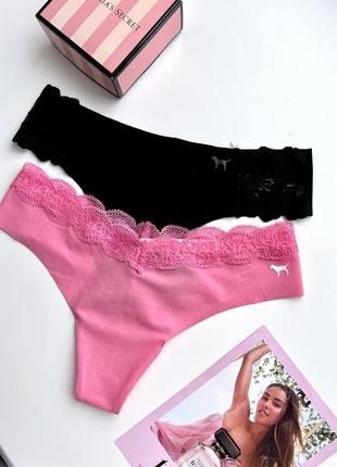 Набор бесшовных трусиков с кружевом victoria’s secret