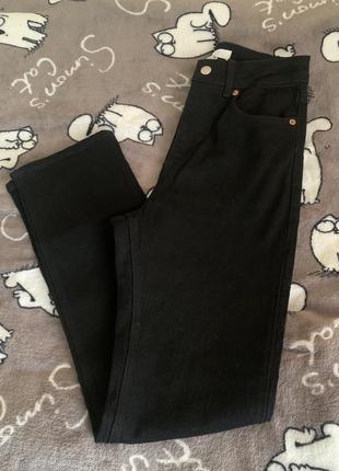 Джинсы прямого кроя черные высокая посадка новые h&m