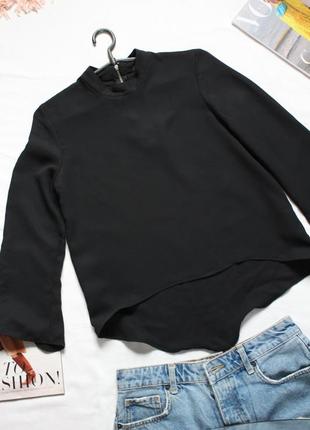 Черная минималистичная блуза зара 34 хс размер zara3 фото