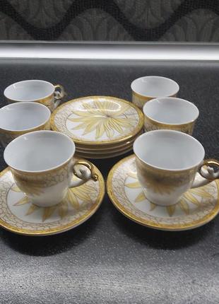 Кофейные наборы с блюдцами фарфор и керамика разные по 6 шт