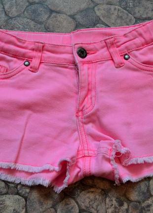 Розовые джинсовые яркие шорты 6-8лет