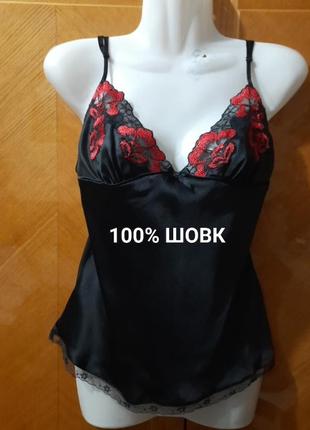 100% шелк красивая майка топ с кружевом р.10/38 от la senza