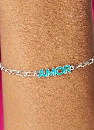 Срібний браслет amor з емаллю2 фото