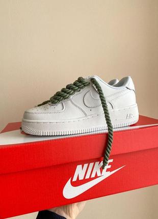 Женские кроссовки  nike air force 1 white green