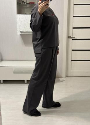 Шерстяний костюм з брюками палаццо6 фото