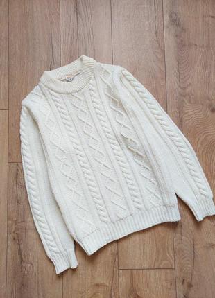 В'язаний об'ємний светр оверсайз джемпер пуловер вязаный объемный свитер молочний1 фото
