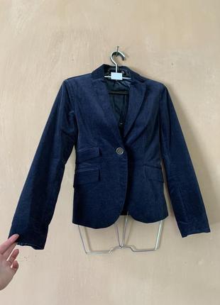Піджак жіночий дорогий вінтаж розмір xs під бархат темно-синього кольору