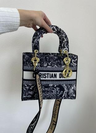 Жіноча сумка christian dior medium lady d-lite bag black/tiger4 фото