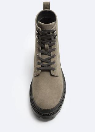 Кожаные серые замшевые мужские ботинки zara new3 фото