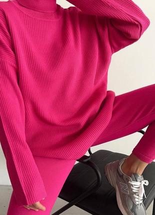 🔥дууже крутой комплект (свитер+лосины) из приятной ткани рубчик на флисе4 фото