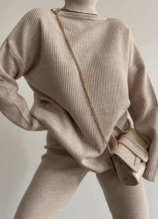 🔥дууже крутой комплект (свитер+лосины) из приятной ткани рубчик на флисе8 фото