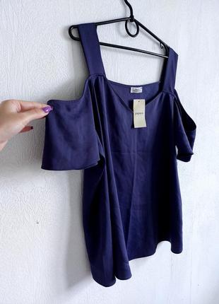 Фиолетовая атласная блуза на плечики2 фото