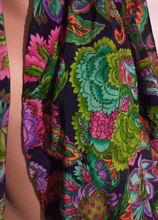 Яркий шарф шелк роуль винтаж цветы принт3 фото