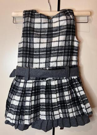 Костюм для дівчинки новий в клітинку сукня з піджаком  бирет нові на флісі теплий костюм4 фото