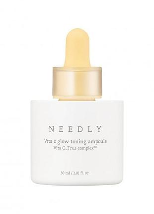 Тонізуюча сироватка вітаміном с для сяяння шкіри needly vita c glow toning ampoule, 30 мл