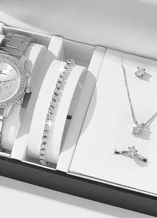 Подарочный набор часы, подвеска, браслет,  кольцо,  сережки4 фото