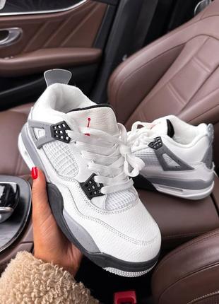Кроссовки Fragment air jordan 4 retro cement white grey fur