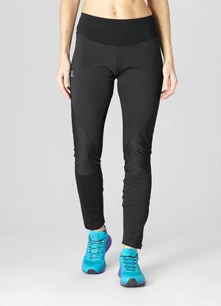 Женское термобелье для бега, тайсы salomon trail runner ws tights windstopper