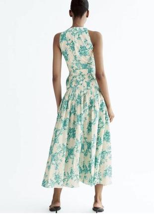 Zara printed midi turquoise dress2 фото