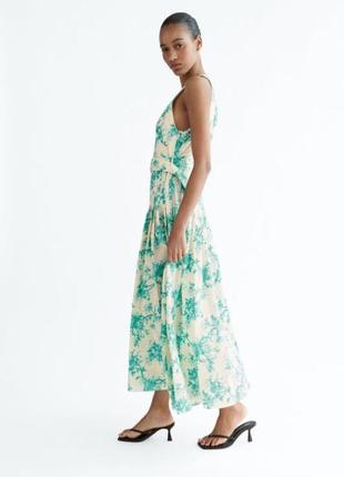 Zara printed midi turquoise dress3 фото
