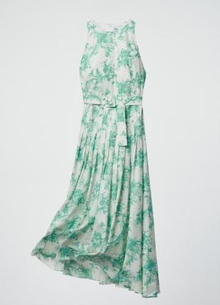 Zara printed midi turquoise dress6 фото