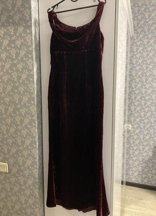 Платье марсала бордо винтаж 12 размер бархат1 фото