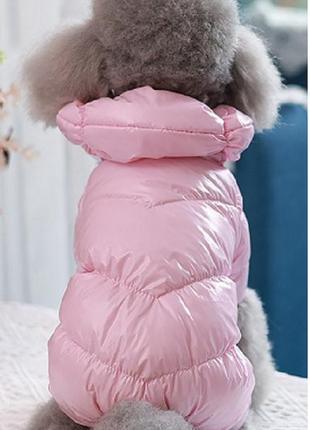 Теплый зимний комбинезон для собак на флисе, размер xxl, розовый2 фото