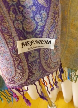 Кашемировая пашмина шарф .шаль с кистями pashmina италия2 фото